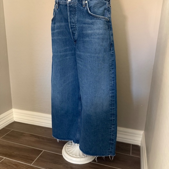 Citizen of Humanity Ayla High-Rise Crop Wide-Leg Denim Medium Blue Jeans Size 31 - Picture 9 of 12